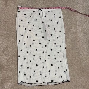 Missguided White Mesh Midi Skirt with Black Polka Dots